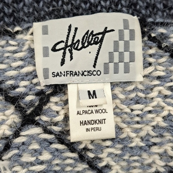 Hallet San Francisco alpaca wool blue button-down sweater M - Picture 5 of 5